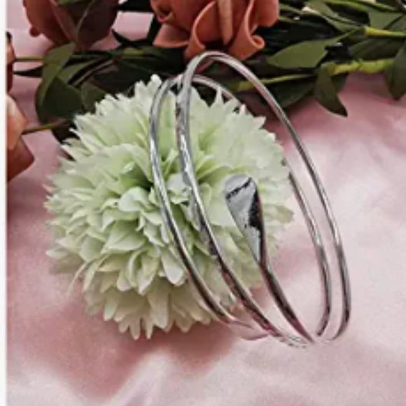 Silver Upper Arm Bracelet Cuff Armlet - Picture 2 of 6